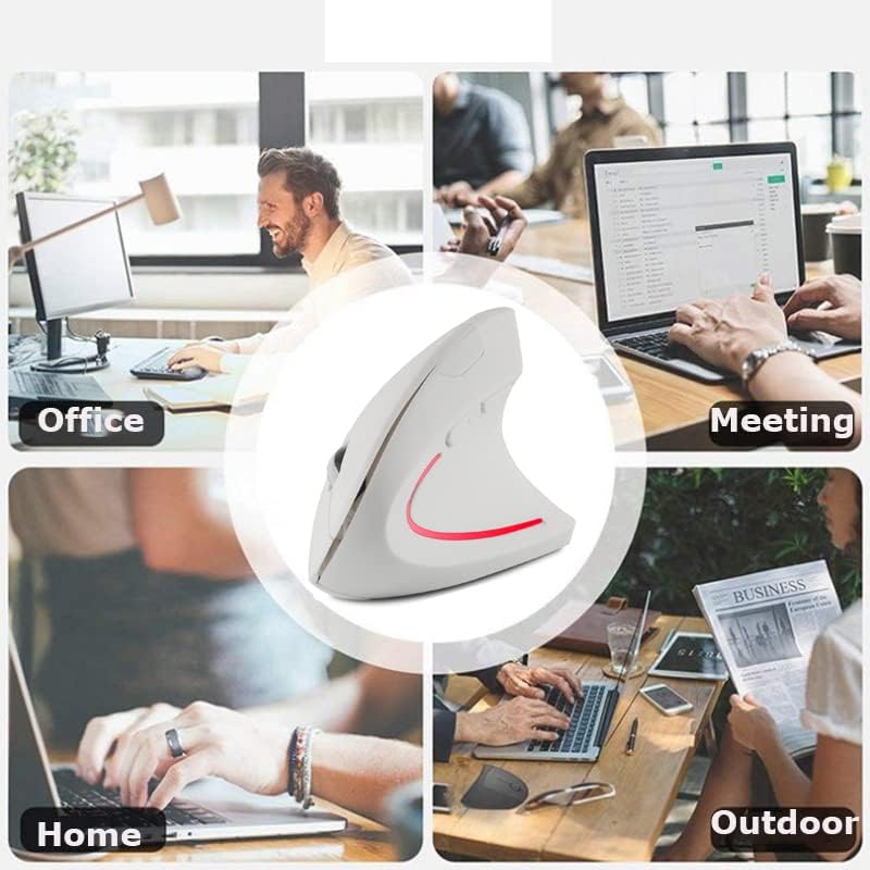 Wireless Mouse Ergonomic Vertical Mouse Ergo High Presion Optical Lightweight Cordless LED Light Cute Wireless Mouse for Laptop Computer Mac Office Girl Boy Adults Gift , 800/1200/1600 DPI, 6 Buttons - Image 3